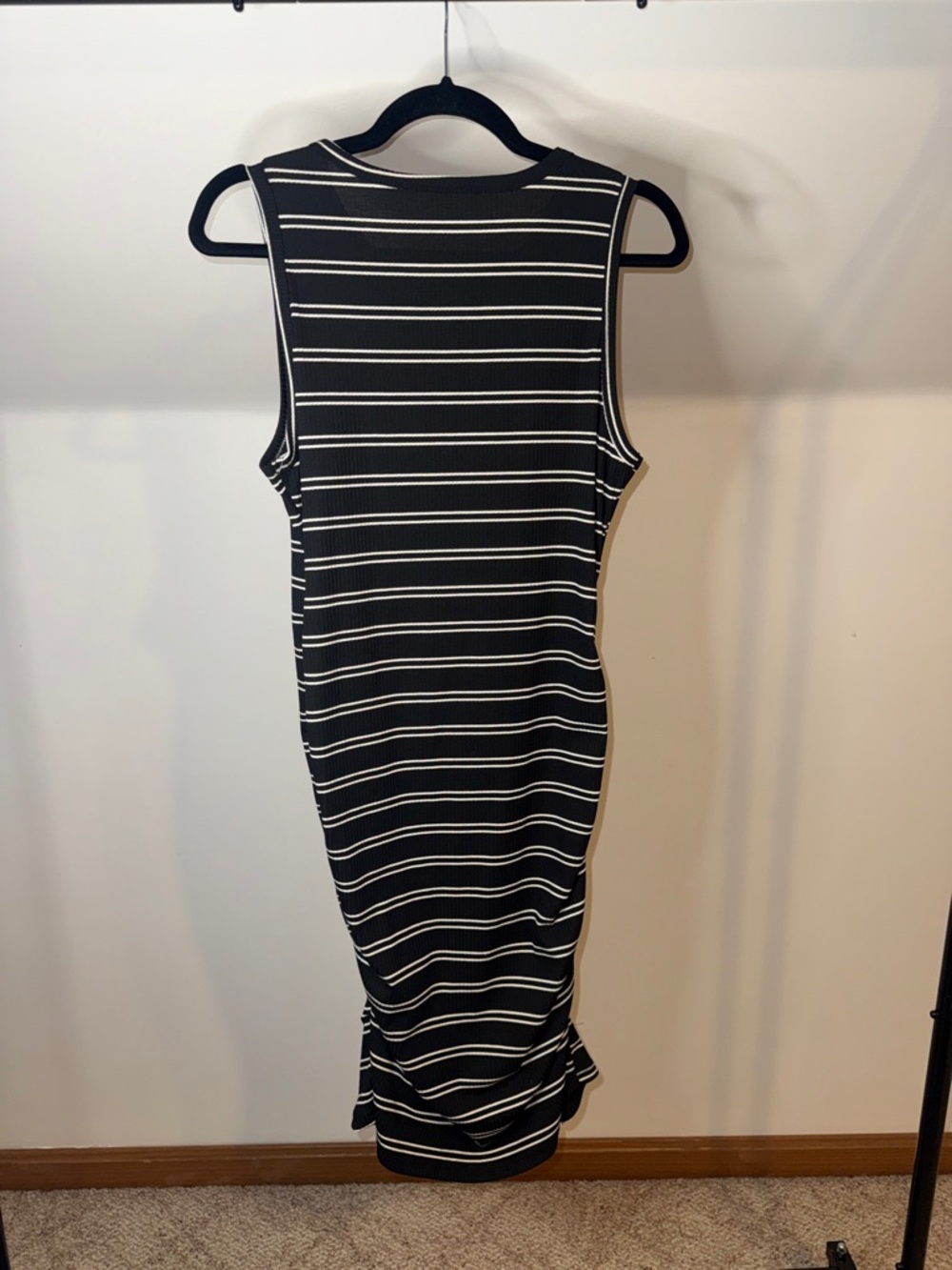 NWOT Sleeveless Black and White Striped Midi Dress - Picture 6 of 6